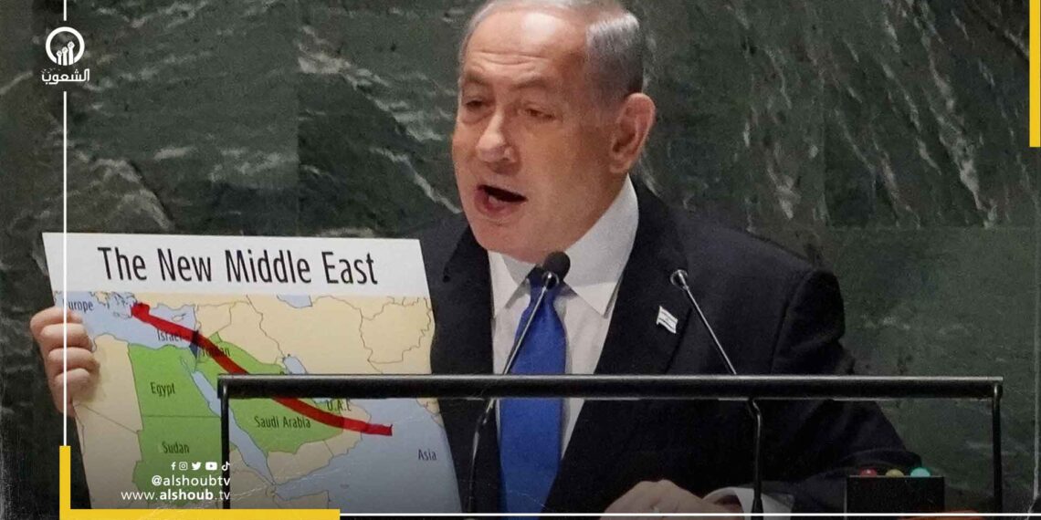 لاتضمن فلسطين.. نتنياهو يعرض خريطة للشرق الأوسط الجديد